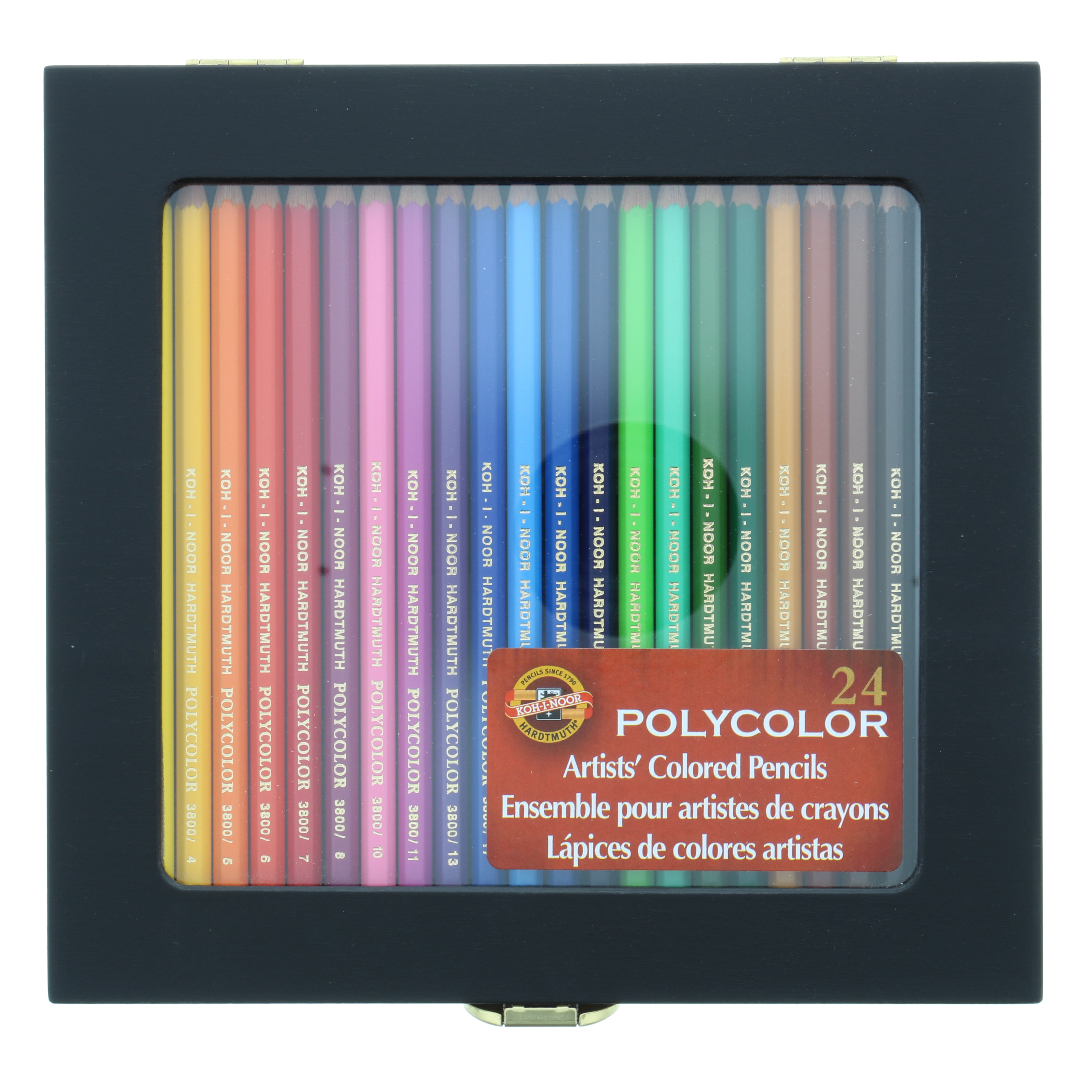 Koh-I-Noor Polycolor Artists' Colored Pencil Set in Wooden Box, 24-Pencils